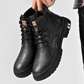 Нови мъжки боти до глезена 2023 Зимни мъжки Мартин ботуши Ботуши за открито Луксозни марки Класически дизайн Високи мъжки ежедневни обувки Голям размер