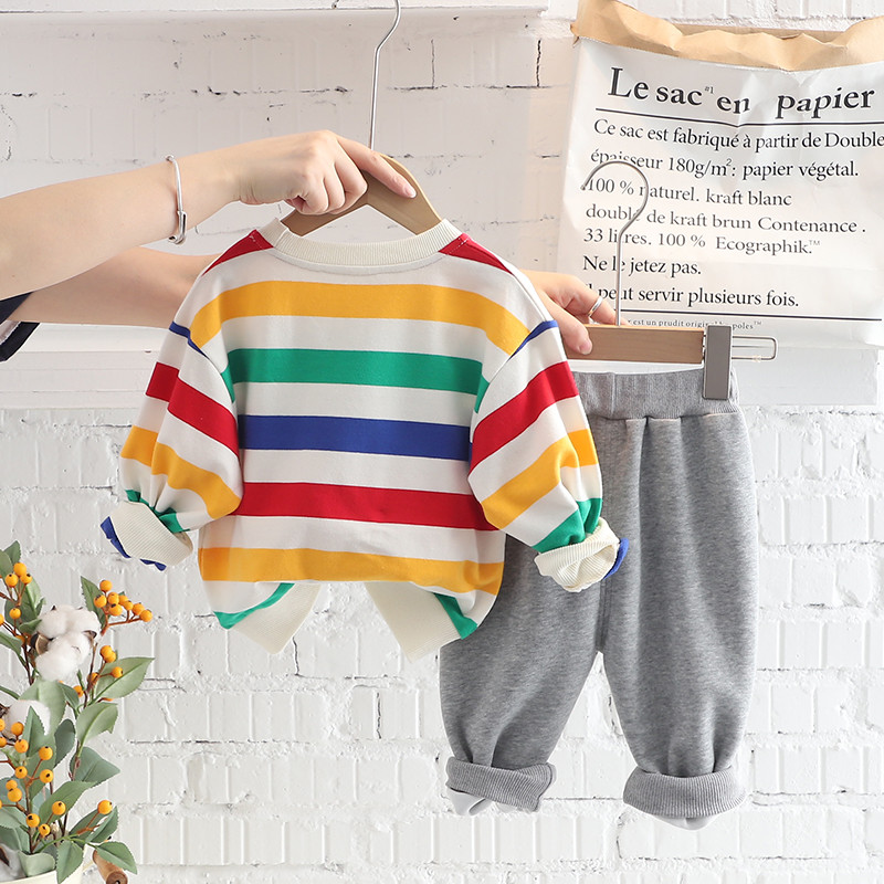 Seturi de îmbrăcăminte pentru fete, băieți, fete, toamnă 2022, haine de dinozaur din desene animate pentru copii, ținute pentru sugari, tricou cu dungi, pantaloni, îmbrăcăminte sport pentru copii