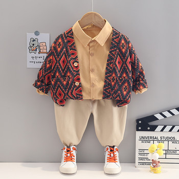 Есенни детски комплекти дрехи за момчета Палта Риза Панталони Костюм от 3 части Бебешки анцуг Екипировки за малки деца Детски ежедневни дрехи