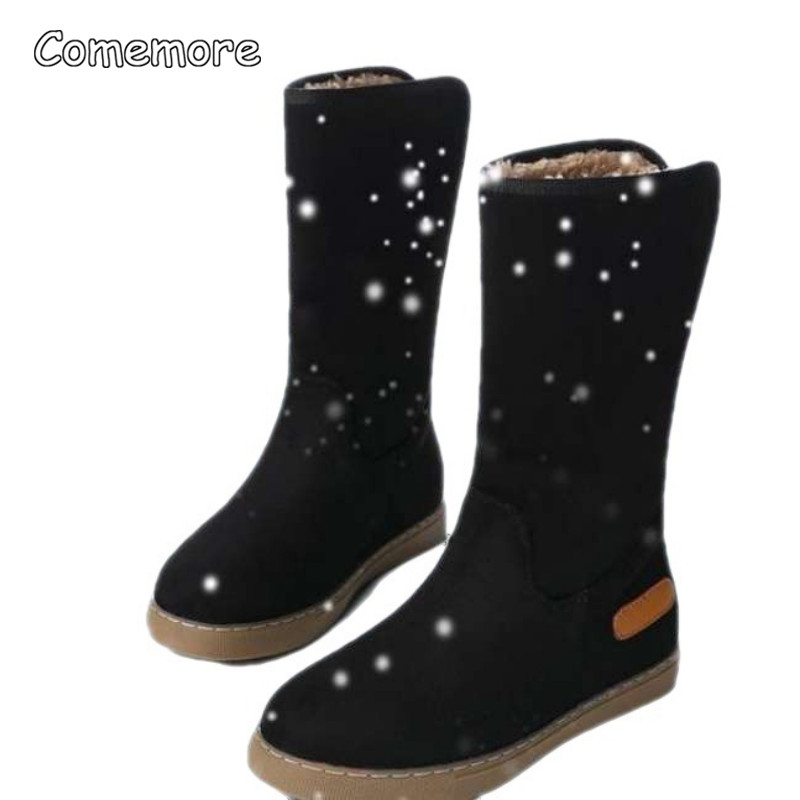 Comemore Visoke čizme za djevojčice sa snježnim krznom Novo u ženskim neklizajućim ravnim pamučnim zimskim i baršunastim toplim pamučnim cipelama Žene
