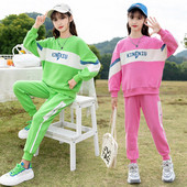 Άνοιξη Φθινόπωρο Κορίτσια Βαμβακερή αντίθεση Αλφάβητο Κέντημα Φούτερ + Φούτερ Σχολική Παιδική Φόρμα Παιδική Στολή Jogger 3-16 ετών