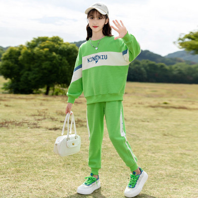 Άνοιξη Φθινόπωρο Κορίτσια Βαμβακερή αντίθεση Αλφάβητο Κέντημα Φούτερ + Φούτερ Σχολική Παιδική Φόρμα Παιδική Στολή Jogger 3-16 ετών