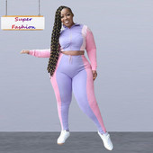 XL-5XL αθλητικό μεγάλο σετ σε μεγάλο μέγεθος, γυναικεία ρούχα Συναρμολόγηση με φερμουάρ μακρύ μανίκι μπλούζα και παντελόνι σε δύο τεμάχια Στολή χονδρικής dropshopping