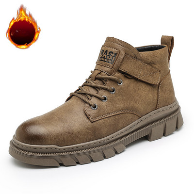 Meeste soojad vabaaja nahast saapad 2023 Uued kingad meestele Kõrge ülaosaga pruunid vabaaja meeste tossud platvormiga poolsaapad Tênis Masculino