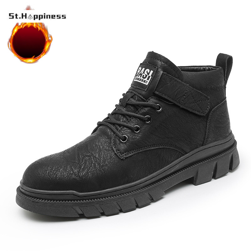 Meeste soojad vabaaja nahast saapad 2023 Uued kingad meestele Kõrge ülaosaga pruunid vabaaja meeste tossud platvormiga poolsaapad Tênis Masculino