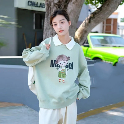 Tavaszi, őszi lányok pamut, bő, édes garbós, Preppy pulóver iskolai gyerekeknek, tornapulóver felsők, gyerekcipő 9-16 éves korig