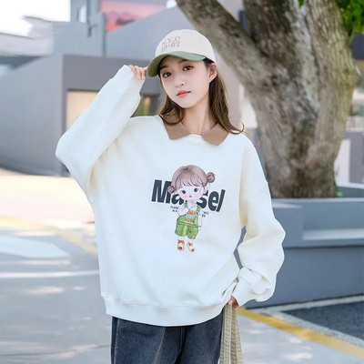 Tavaszi, őszi lányok pamut, bő, édes garbós, Preppy pulóver iskolai gyerekeknek, tornapulóver felsők, gyerekcipő 9-16 éves korig