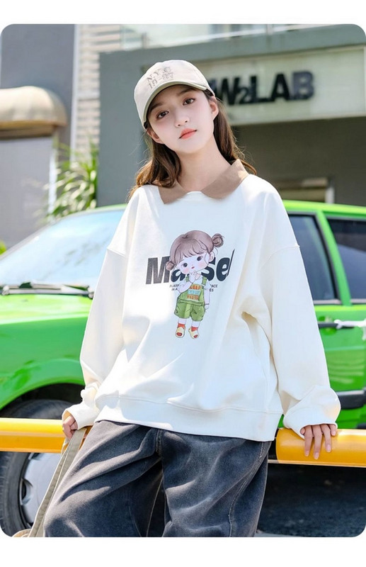 Tavaszi, őszi lányok pamut, bő, édes garbós, Preppy pulóver iskolai gyerekeknek, tornapulóver felsők, gyerekcipő 9-16 éves korig