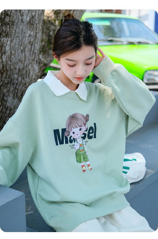 Tavaszi, őszi lányok pamut, bő, édes garbós, Preppy pulóver iskolai gyerekeknek, tornapulóver felsők, gyerekcipő 9-16 éves korig