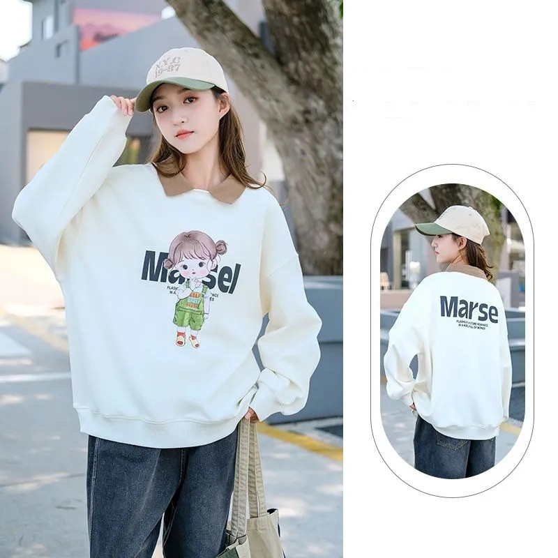 Tavaszi, őszi lányok pamut, bő, édes garbós, Preppy pulóver iskolai gyerekeknek, tornapulóver felsők, gyerekcipő 9-16 éves korig