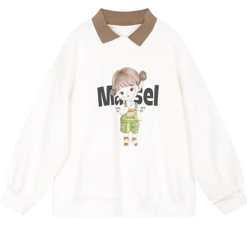 Tavaszi, őszi lányok pamut, bő, édes garbós, Preppy pulóver iskolai gyerekeknek, tornapulóver felsők, gyerekcipő 9-16 éves korig