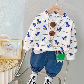 Бебешки комплекти дрехи за момчета и момичета Детски анимационни тениски с динозаври Дънки 2 бр. Детски дрехи Ежедневни спортни облекла Есенни тоалети за бебета