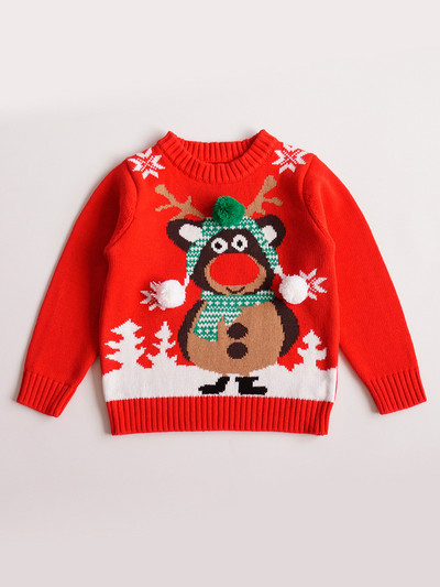 Uued Laste kudumid Jõulupõdra kampsun Tüdrukutele Poiste Vabaaja Kaelusega kudumid Soe riietus Kootud Pullover Riietus Jõulupuu