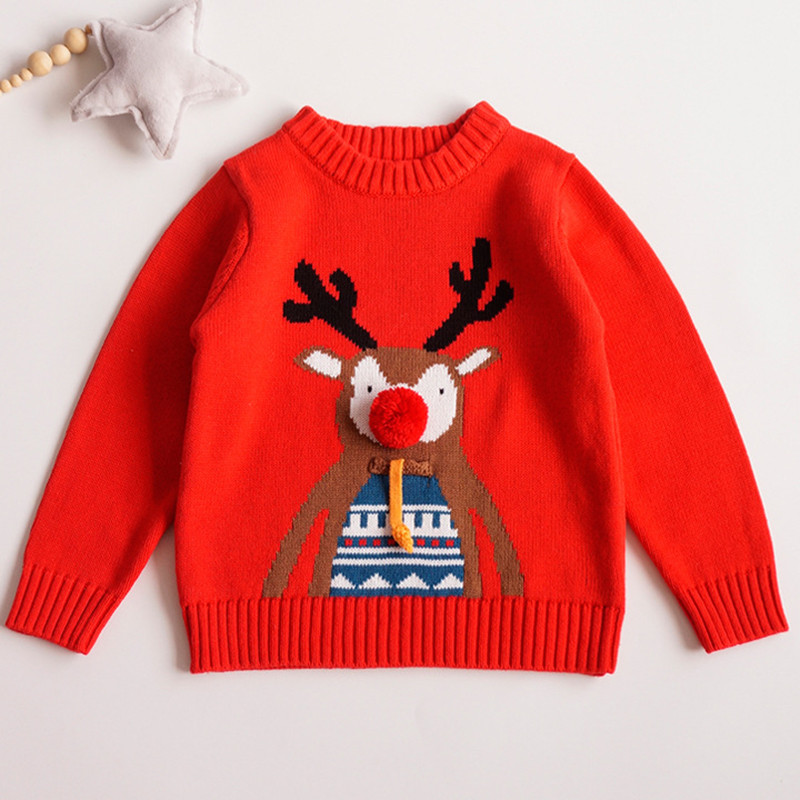 Uued Laste kudumid Jõulupõdra kampsun Tüdrukutele Poiste Vabaaja Kaelusega kudumid Soe riietus Kootud Pullover Riietus Jõulupuu