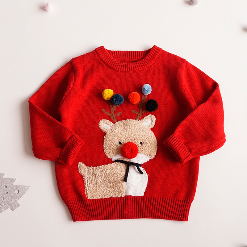 Uued Laste kudumid Jõulupõdra kampsun Tüdrukutele Poiste Vabaaja Kaelusega kudumid Soe riietus Kootud Pullover Riietus Jõulupuu