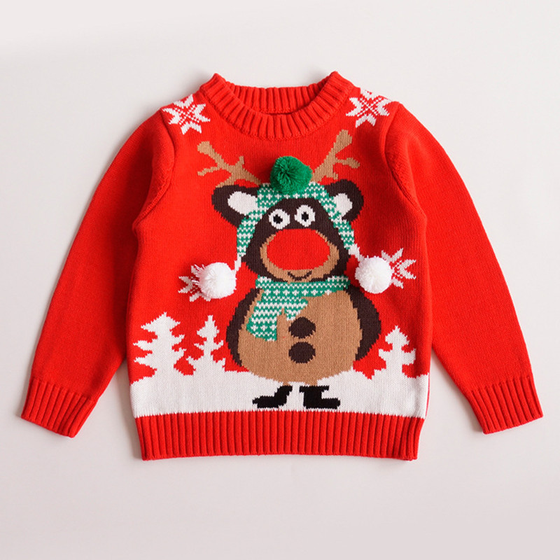 Uued Laste kudumid Jõulupõdra kampsun Tüdrukutele Poiste Vabaaja Kaelusega kudumid Soe riietus Kootud Pullover Riietus Jõulupuu