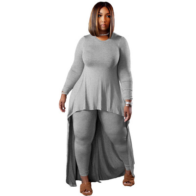 XL-5XL hulgimüük Dropshipping 2022 talve pluss suuruses kaheosaline komplekt Naiste rõivad, pikkade varrukatega ebaregulaarsed pükskostüümid, naiste rõivad