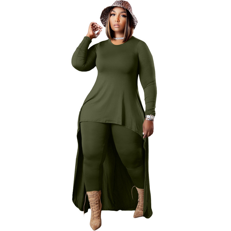 XL-5XL hulgimüük Dropshipping 2022 talve pluss suuruses kaheosaline komplekt Naiste rõivad, pikkade varrukatega ebaregulaarsed pükskostüümid, naiste rõivad