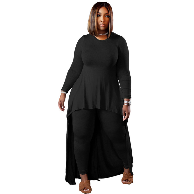 XL-5XL hulgimüük Dropshipping 2022 talve pluss suuruses kaheosaline komplekt Naiste rõivad, pikkade varrukatega ebaregulaarsed pükskostüümid, naiste rõivad