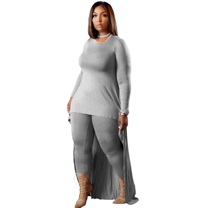 XL-5XL hulgimüük Dropshipping 2022 talve pluss suuruses kaheosaline komplekt Naiste rõivad, pikkade varrukatega ebaregulaarsed pükskostüümid, naiste rõivad