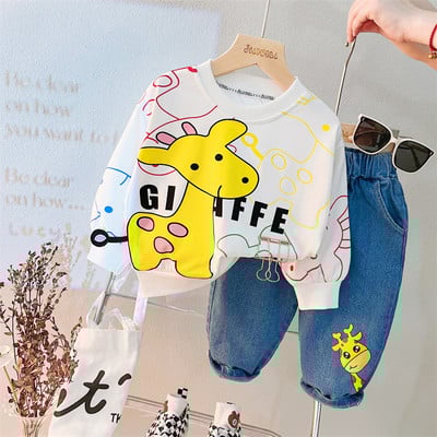 Βρεφικά αγόρια Κορίτσια Σετ Ρούχα Φθινοπωρινά Βρεφικά Ρούχα Ρούχα Παιδικά T Μπλουζάκια Παντελόνι 2 τμχ Κοστούμι κινουμένων σχεδίων Giraffe Παιδικά αθλητικά