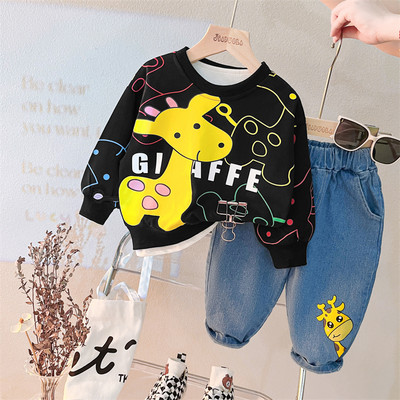 Βρεφικά αγόρια Κορίτσια Σετ Ρούχα Φθινοπωρινά Βρεφικά Ρούχα Ρούχα Παιδικά T Μπλουζάκια Παντελόνι 2 τμχ Κοστούμι κινουμένων σχεδίων Giraffe Παιδικά αθλητικά