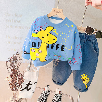 Βρεφικά αγόρια Κορίτσια Σετ Ρούχα Φθινοπωρινά Βρεφικά Ρούχα Ρούχα Παιδικά T Μπλουζάκια Παντελόνι 2 τμχ Κοστούμι κινουμένων σχεδίων Giraffe Παιδικά αθλητικά