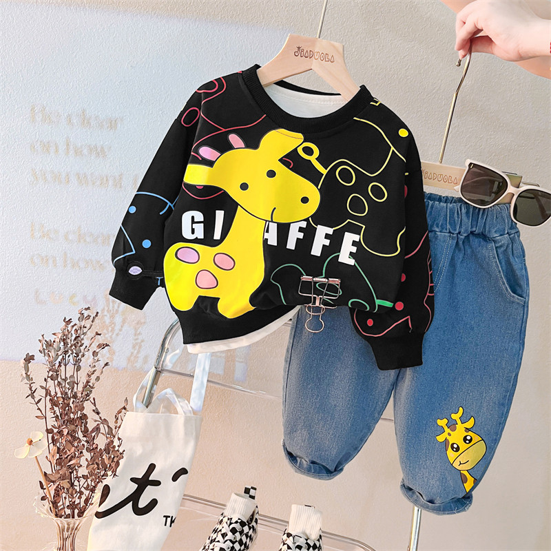 Βρεφικά αγόρια Κορίτσια Σετ Ρούχα Φθινοπωρινά Βρεφικά Ρούχα Ρούχα Παιδικά T Μπλουζάκια Παντελόνι 2 τμχ Κοστούμι κινουμένων σχεδίων Giraffe Παιδικά αθλητικά