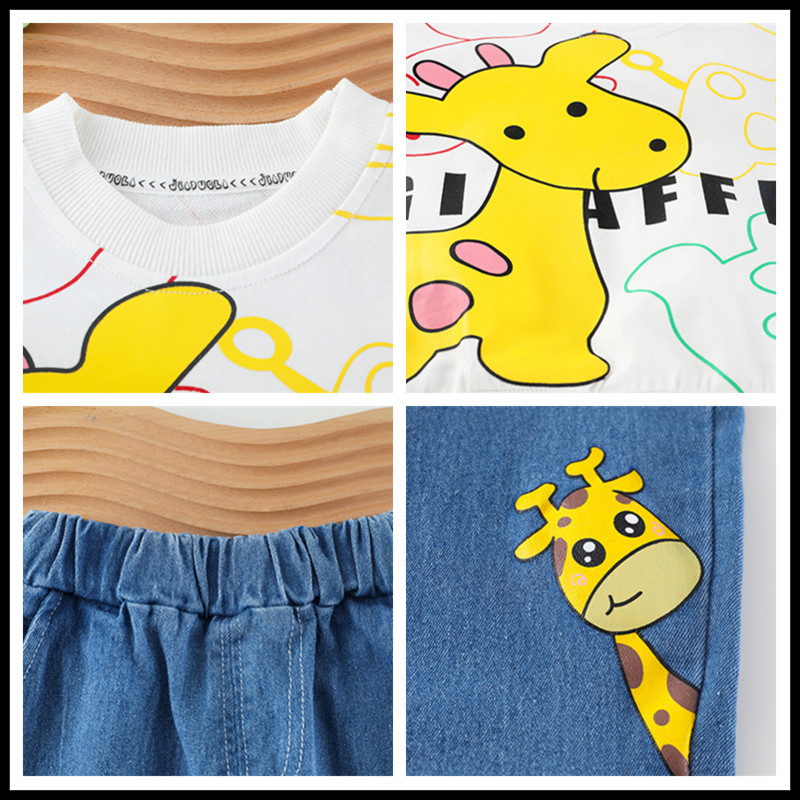 Βρεφικά αγόρια Κορίτσια Σετ Ρούχα Φθινοπωρινά Βρεφικά Ρούχα Ρούχα Παιδικά T Μπλουζάκια Παντελόνι 2 τμχ Κοστούμι κινουμένων σχεδίων Giraffe Παιδικά αθλητικά