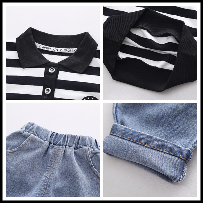 Laste rõivakomplekt beebipoistele dressid Laste triibuline vest T-särk Teksad 3 tk. Ülikond Imikuriided Komplektid Laste Spordirõivad