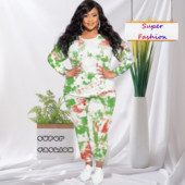 WSFEC XL-5XL Φθινοπωρινά ρούχα Γυναικεία Ρούχα Plus Size Two Piece Σετ Μόδα Casual Tie Dye Μακρυμάνικα Γυναικεία αθλητικά κοστούμια