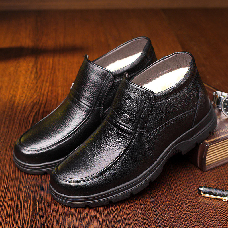 Cizme de iarnă din piele naturală pentru bărbați Cizme albe din blană de oaie Pantofi ocazional calduri Pantofi de iarnă din amestec de lână zapatos de hombre