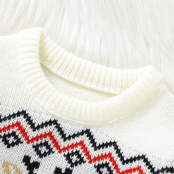 Πλεκτά πουλόβερ για μωρά για κορίτσια Λευκά Χριστουγεννιάτικα πλεκτά τάρανδοι για νεογέννητο βρέφος με στρογγυλή λαιμόκοψη μακρυμάνικα πλεκτά Παιδικά κοστούμια