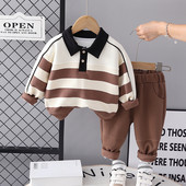 Σετ παιδικά αθλητικά ρούχα για βρεφικά κορίτσια αγόρια Φούτερ ριγέ Παντελόνι Φθινοπωρινό Παιδική φόρμα παιδικής φόρμας Βρεφικά ρούχα