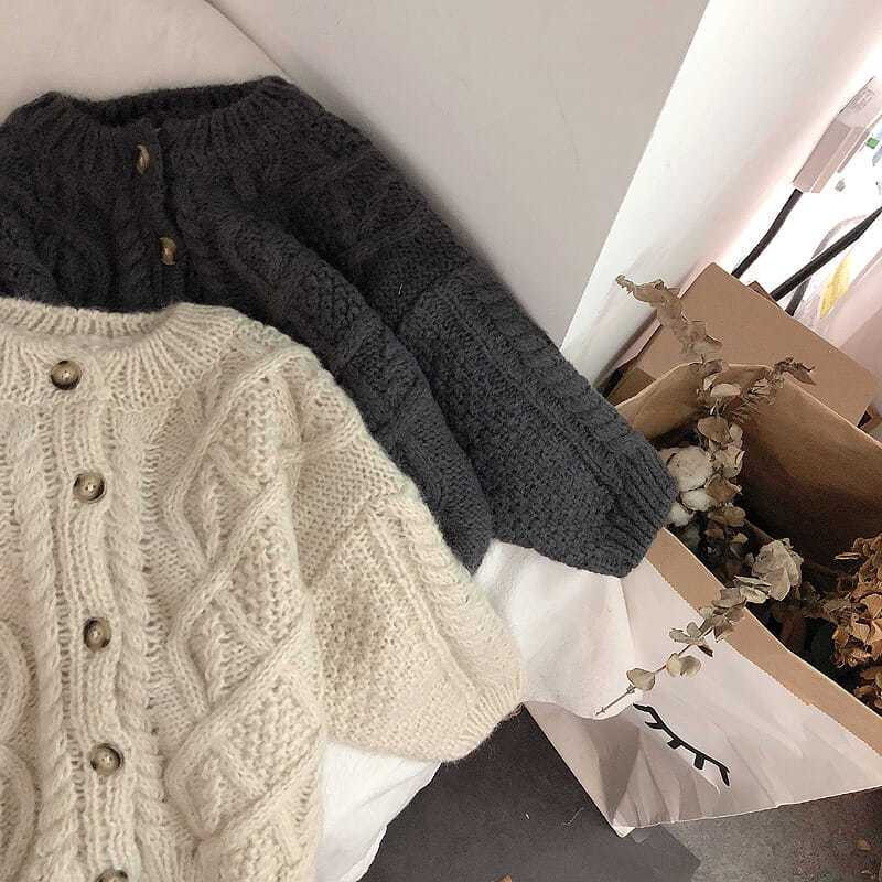 Pulovere coreeane băieți fete cardigan toamnă și iarnă pentru bebeluși lână grosieră cânepă cardigan retro haine copii pulovere