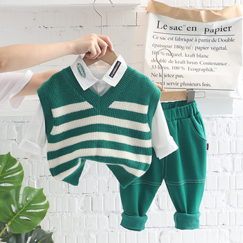 Σετ ρούχων για αγόρια 2022 Φθινόπωρο Παιδικό ριγέ γιλέκο παντελόνι Παντελόνι 3 τεμαχίων Κοστούμι για βρέφη Casual ρούχα Παιδικά ρούχα Βρεφική φόρμα