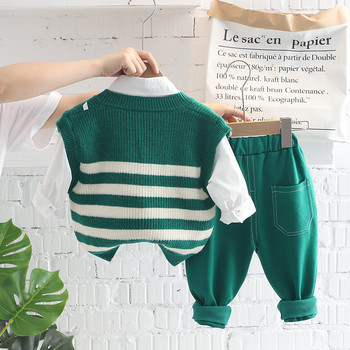Σετ ρούχων για αγόρια 2022 Φθινόπωρο Παιδικό ριγέ γιλέκο παντελόνι Παντελόνι 3 τεμαχίων Κοστούμι για βρέφη Casual ρούχα Παιδικά ρούχα Βρεφική φόρμα