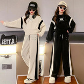 Φθινοπωρινά Μόδα Παιδικά Ρούχα Κοριτσίστικα Παιδικά Μακρυμάνικα Μακρυμάνικα Πουλόβερ Παντελόνια Φαρδιά Πόδι Σετ 2 τεμαχίων 6 έως 16 ετών