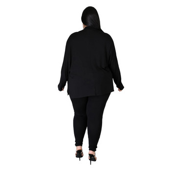 L-5XL Зима 2022 Плюс размер Комплекти от две части Черни дълъг ръкав Дебели дамски дрехи Панталони Костюми Дамско облекло Дропшиппинг на едро