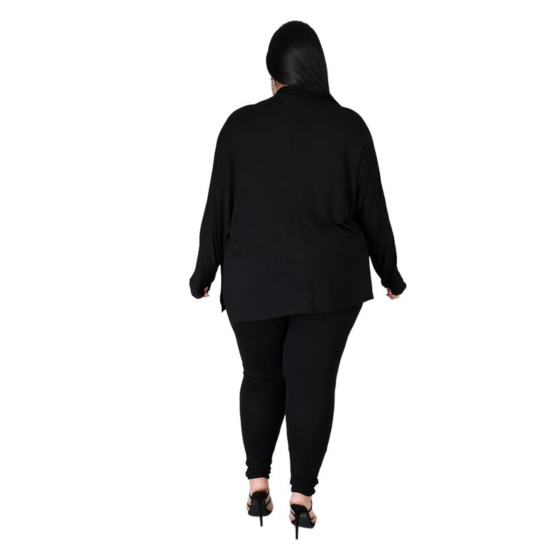 L-5XL Winter 2022 Plus Size Two Piece σετ Μαύρα μακρυμάνικα παχιά γυναικεία ρούχα Παντελόνι Γυναικεία ρούχα Χονδρική Dropshipping