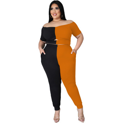 Active Plus Size XL-4XL Naiste spordidress, moodne väljalõigatud kärbitud topid ja püksid, jooga sobivad kahe 2-osalise komplektiga Jogger dressipluus