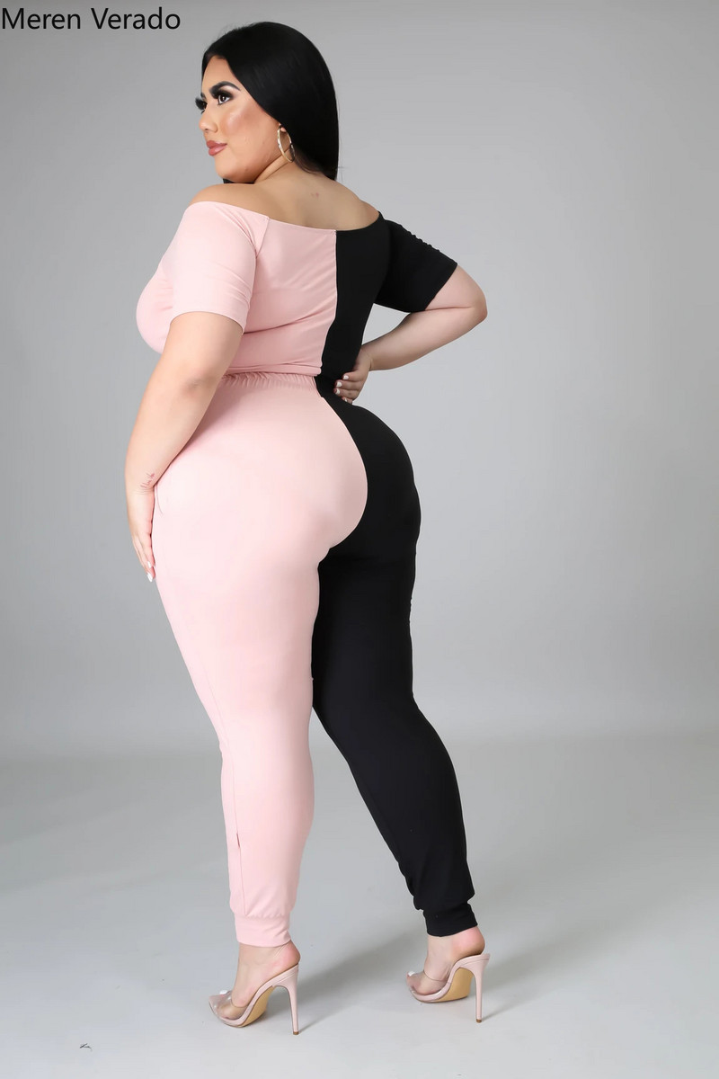 Γυναικεία αθλητική φόρμα Active Plus Size XL-4XL Fashion Cut Out Crop tops και παντελόνια Yoga που ταιριάζουν σε δύο 2 τεμάχια Jogger Φούτερ