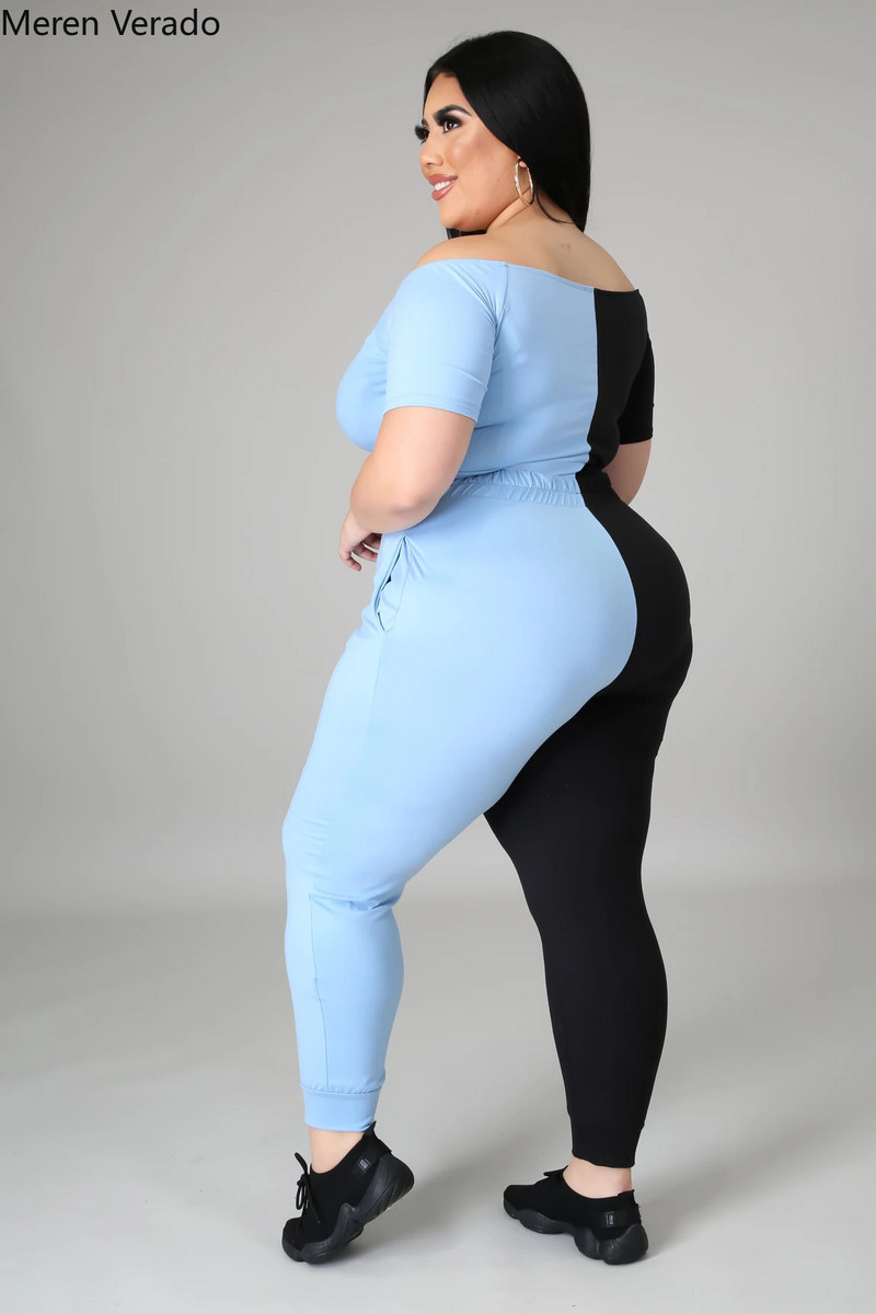 Γυναικεία αθλητική φόρμα Active Plus Size XL-4XL Fashion Cut Out Crop tops και παντελόνια Yoga που ταιριάζουν σε δύο 2 τεμάχια Jogger Φούτερ