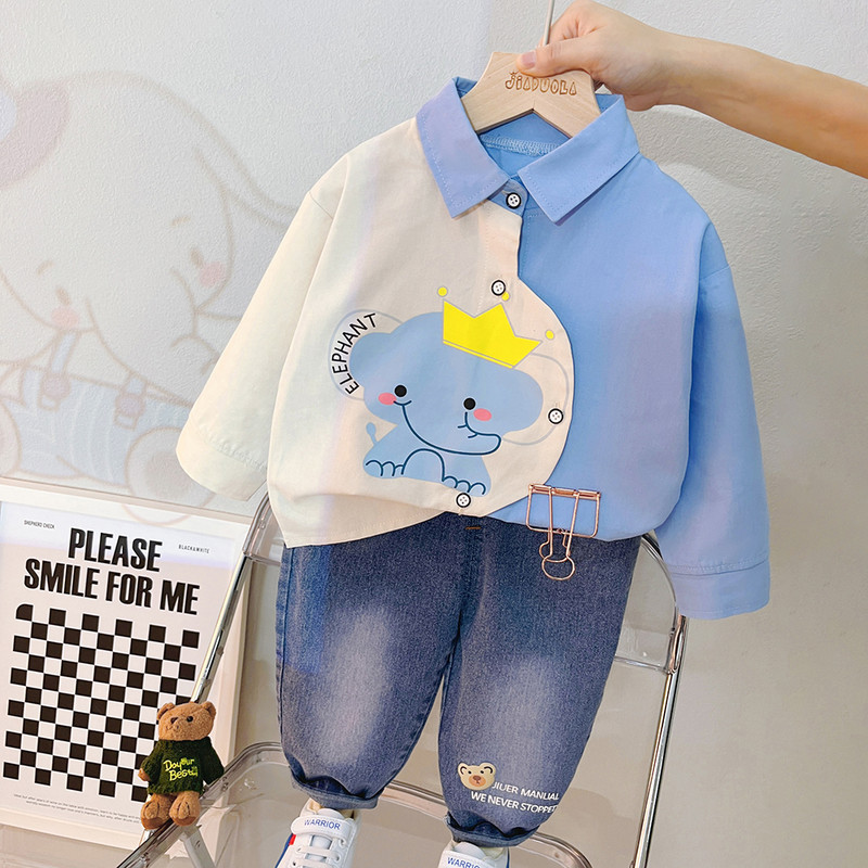 2023 Primăvară Bebeluși Băieți Cămașă Personalizată Blugi Haine Fete 2 Buc Costume Seturi Îmbrăcăminte Copii Ținute Sugari Costum Copii