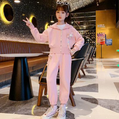 Junior κορίτσια casual αθλητικό κοστούμι Φθινοπωρινά ρούχα Νέα Παιδικά Χαριτωμένα μπουφάν με κουκούλα Φούτερ Ανοιξιάτικα ρούχα Τάση 3-15 ετών