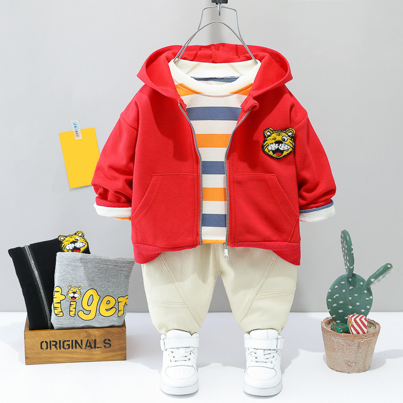 Βρεφικά αγόρια σετ ρούχων για κορίτσια 2022 Ανοιξιάτικα Βρεφικά ρούχα Παιδικά ρούχα Παιδικά κινούμενα σχέδια Tiger παλτό T πουκάμισο Παντελόνι 3 τεμάχια κοστούμι