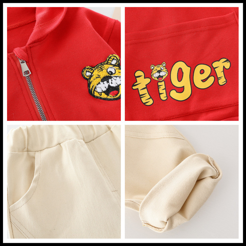 Βρεφικά αγόρια σετ ρούχων για κορίτσια 2022 Ανοιξιάτικα Βρεφικά ρούχα Παιδικά ρούχα Παιδικά κινούμενα σχέδια Tiger παλτό T πουκάμισο Παντελόνι 3 τεμάχια κοστούμι