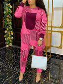 Plus Size 5XL VONDA Γυναικεία Παντελόνια Μακρυμάνικα Μπλουζάκια Casual ασορτί Σετ 2023 Fashion ελαστικό παντελόνι μέσης ριγέ εμπριμέ 2 τμχ