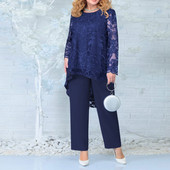 Σετ 2 τεμαχίων σε μεγάλο μέγεθος Γυναικεία ρούχα Αφρικανική Dashiki Ankara Δαντελένια ρούχα 2023 Ανοιξιάτικα μπλουζάκια παντελόνια παντελόνια κοστούμια