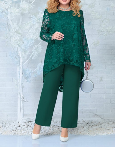 Σετ 2 τεμαχίων σε μεγάλο μέγεθος Γυναικεία ρούχα Αφρικανική Dashiki Ankara Δαντελένια ρούχα 2023 Ανοιξιάτικα μπλουζάκια παντελόνια παντελόνια κοστούμια